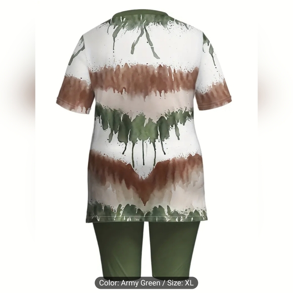 Green and Brown Tie-Dye Lounge Set, Size Extra Large, T1W - Picture 2 of 8